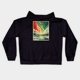 Yellowknife Canada Aurora Borealis Vintage Poster Tourism Kids Hoodie